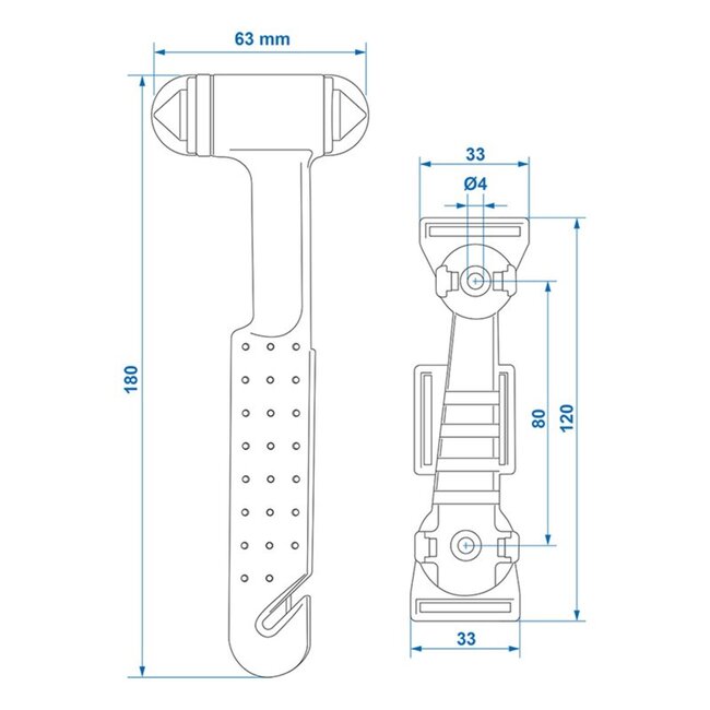 ProPlus Auto veiligheidshamer - dubbelzijdig - met gordelmes - inclusief houder - oranje