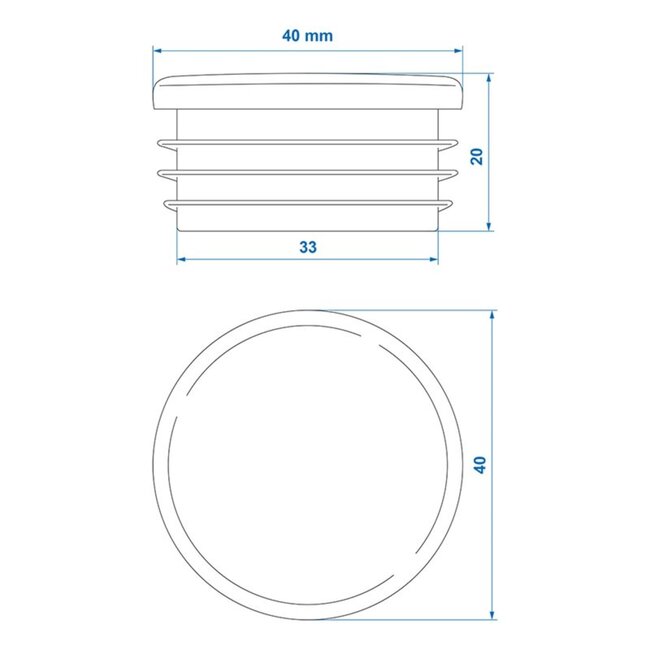 ProPlus Ronde insteekdop - Ø 40 mm - zwart - PE materiaal - soepele kwaliteit