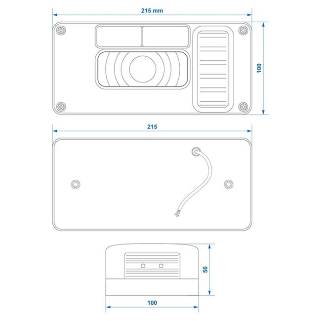 ProPlus Achterlicht aanhanger/caravan - 6 functies - 215 x 100 mm - rechts