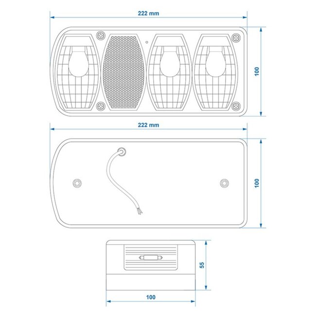 ProPlus Achterlicht aanhangwagen - 6 functies - 222 x 100 mm - Links - Inclusief lampen