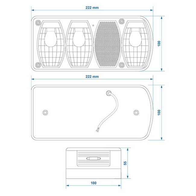 ProPlus Achterlicht set aanhangwagen/caravan - 6 functies - 222 x 100 mm - links/rechts