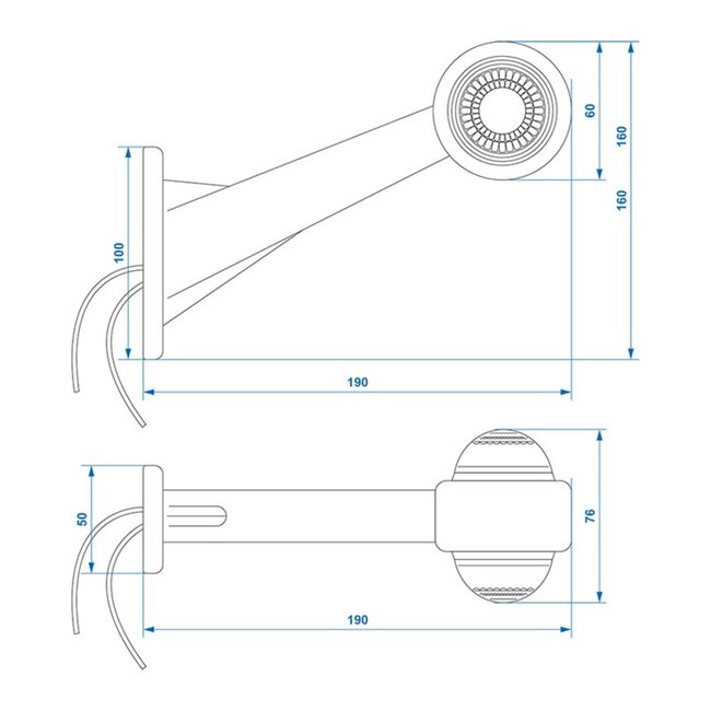 ProPlus Breedtelicht - Rood en Wit - Schuin Ontwerp - 160 mm - 12 Volt