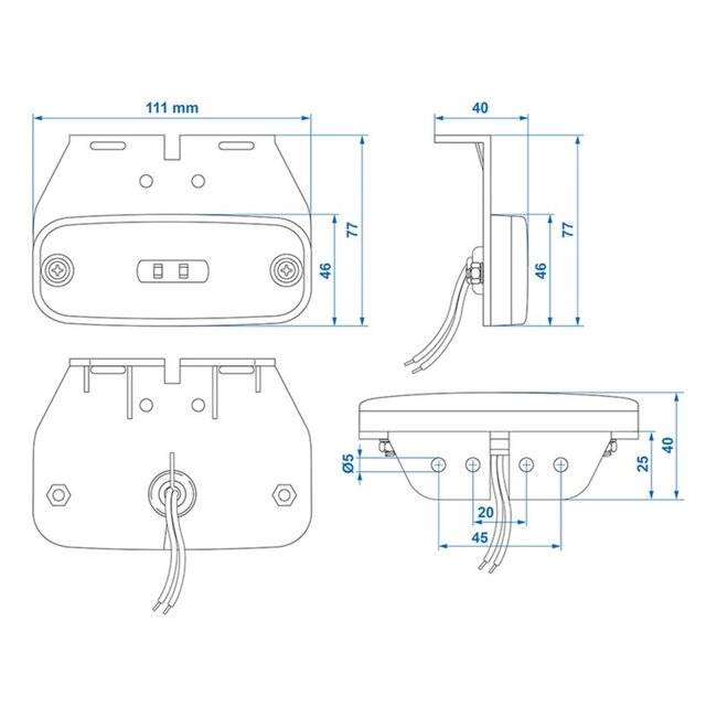 ProPlus Markeringslamp - LED - waterdicht - 110 x 45 mm - oranje - 10-30V