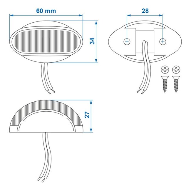 ProPlus Breedtelicht - LED - Waterdicht - 10-30 Volt - Rood en Wit - 60 x 34 mm