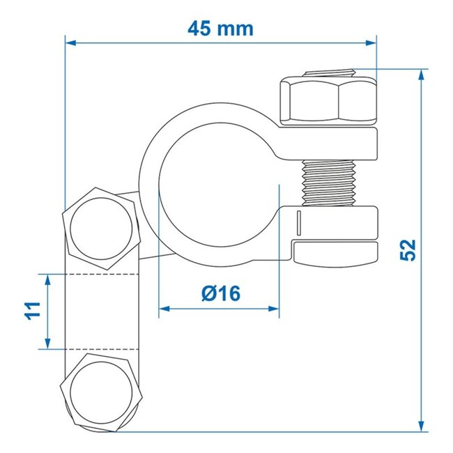 ProPlus Accupoolklem - messing en staal - binnendiameter 16-17 mm - min pool
