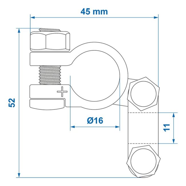 ProPlus Accupoolklem - Messing en Staal - Ø 18 mm - Pluspool