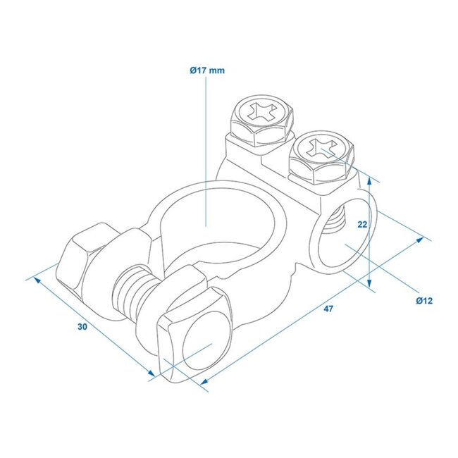 ProPlus Accupoolklem Set - Geschikt voor 35-50 mm² - Min en Plus Pool - Goud - Messing - Blisterverpakking