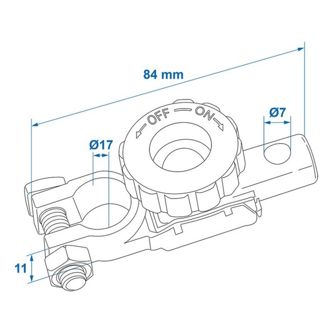 ProPlus Accupoolklem met stroomonderbreker - Ø 17,5 mm - Minpool - Anti-diefstal - 6V/12V/24V