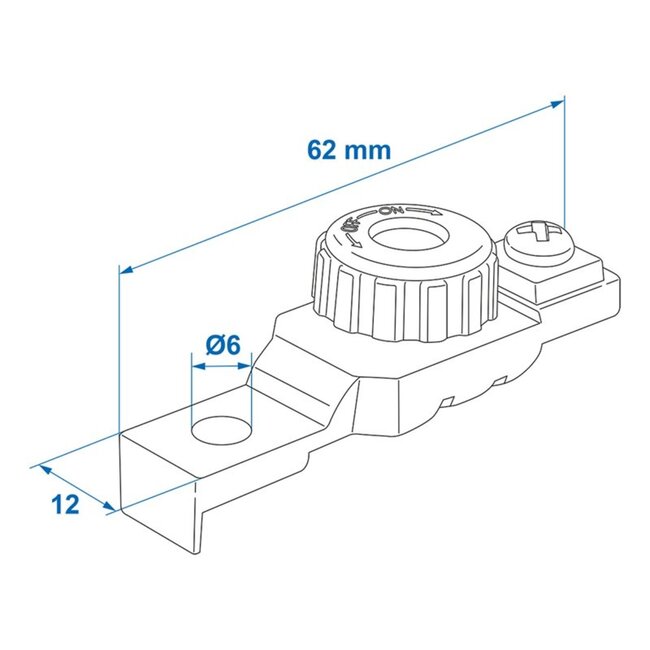 ProPlus Accupoolklem met stroomonderbreker - Ø 17,5 mm - Minpool - Anti-diefstal - 6V/12V/24V