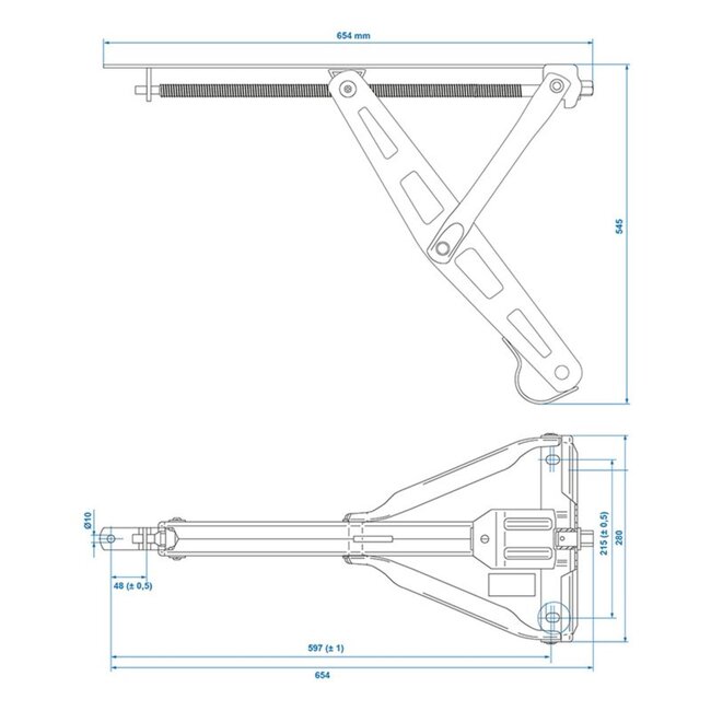 ProPlus Caravanhoeksteun - Standaard - Draagvermogen 600 kg - 654 x 280 x 545 mm