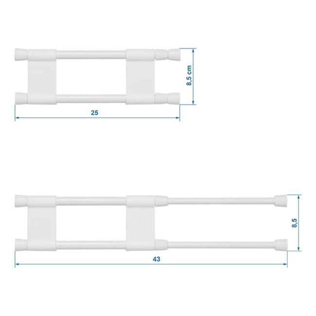 ProPlus Uitschuifbare dubbele vastzetstang - 25,5 tot 43 cm - wit