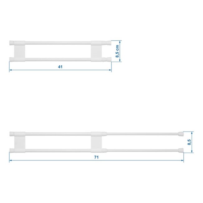 ProPlus Uitschuifbare vastzetstang - dubbel - 41-71 cm - wit