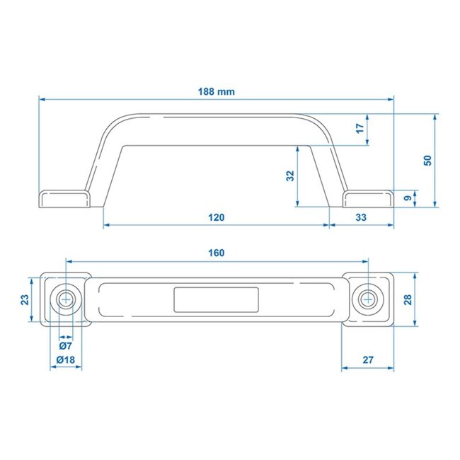 ProPlus Handgreep voor aanhangwagen - kunststof - zwart - 19 x 2 x 5 cm
