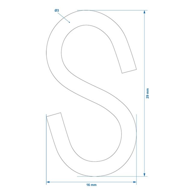 ProPlus S-haak - Chroom - 3 mm diameter - 2,9 x 1,3 cm