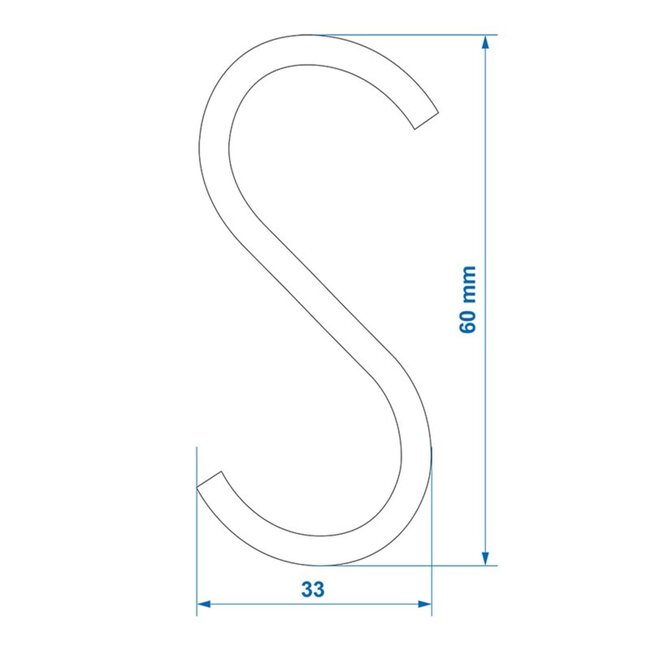 ProPlus S-haak - Chroom - Staal - Ø 4 mm - 62 mm - 6 stuks