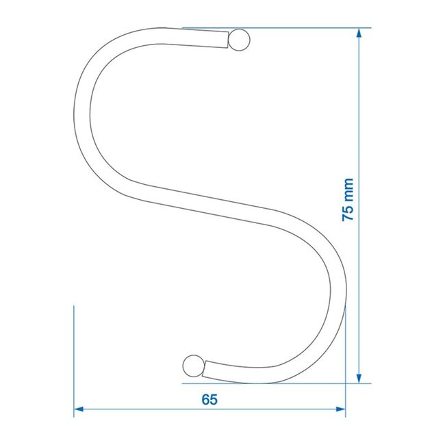 ProPlus S-haak - Ø 4 mm - 6,5 x 7,5 cm - Set van 6 stuks