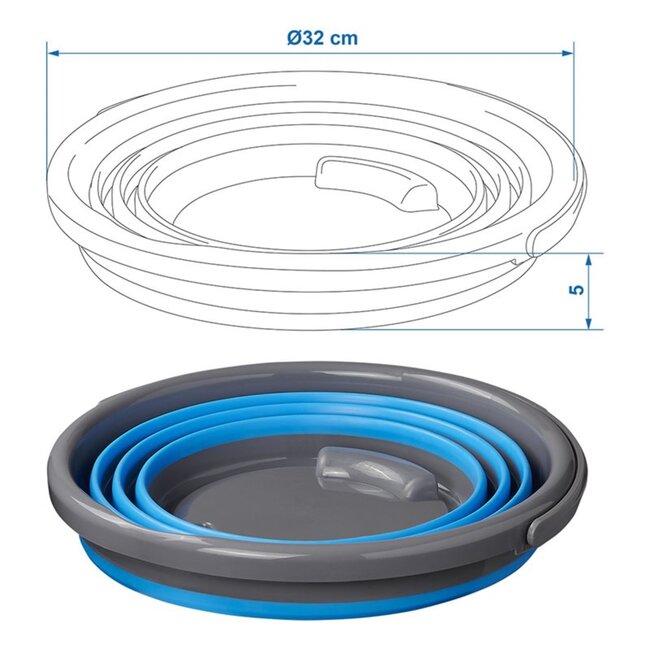 ProPlus Opvouwbare emmer - 10 liter - Rubber en siliconen - Grijs/Blauw