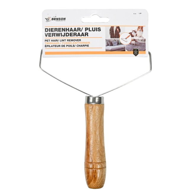 Benson Handmatige dierenhaarverwijderaar - hout - 17,5 x 13,5 cm - milieuvriendelijk
