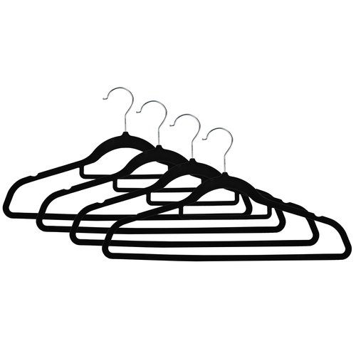 Benson Kledinghangers - Velours - Zwart - 4 stuks Benson Kledinghangers - Velours - Zwart - 4 stuks