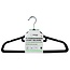 Benson Velours kledinghangers - anti-slip - 360° haak - zwart - 4 stuks