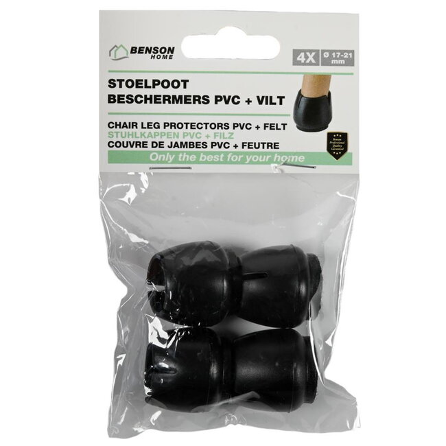 Benson Stoelpoot beschermers - antislip vilt - zwart - 17-21 mm - set van 4