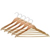 Benson Kledinghangers met Broekstang - Hout - 360° Haak - 5 stuks Benson Kledinghangers met Broekstang - Hout - 360° Haak - 5 stuks