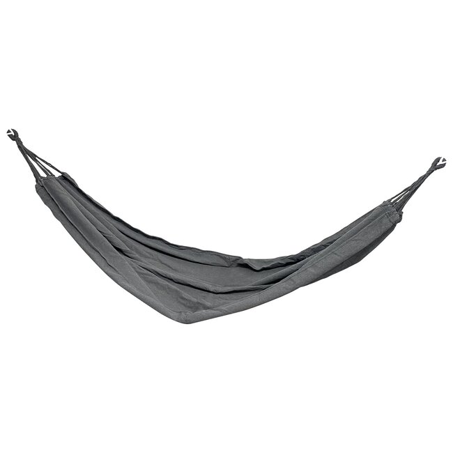 Benson Complete hangmat met karabijnhaak - 200 x 100 cm - grijs - inclusief bevestigingsmaterialen