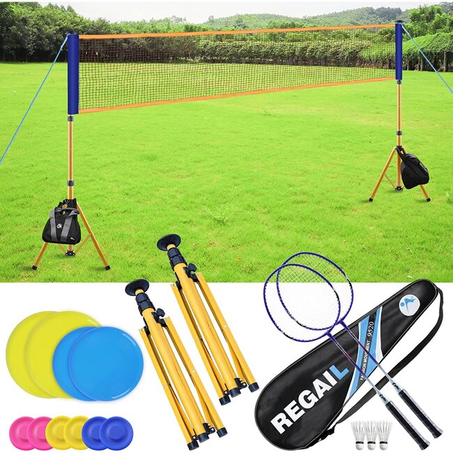 Benson Complete set voor badminton en frisbee - 25-delig - inclusief draagtas en accessoires