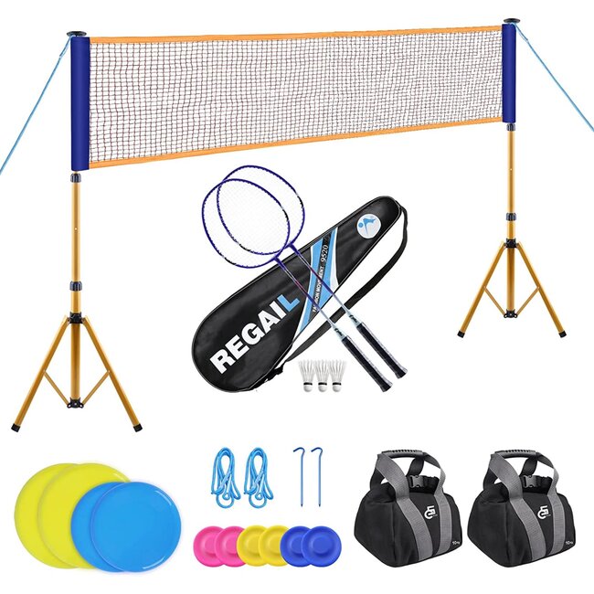 Benson Complete set voor badminton en frisbee - 25-delig - inclusief draagtas en accessoires