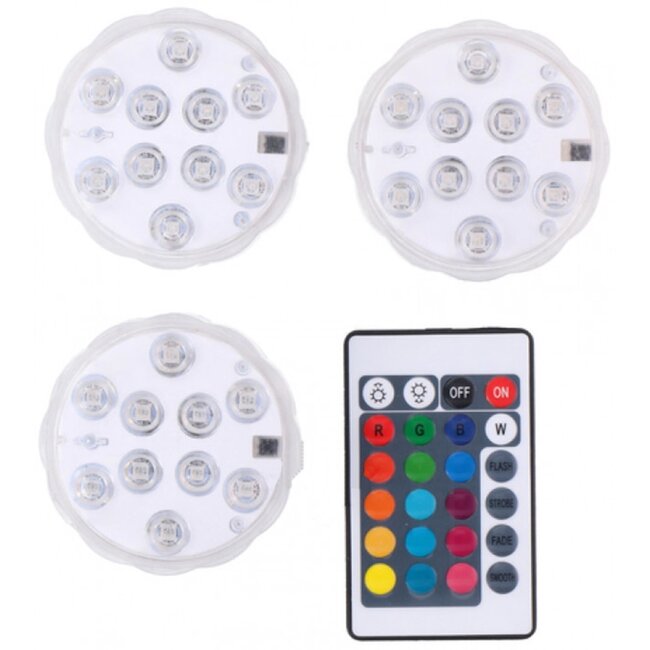Grundig LED Kleuren Lampen met Afstandsbediening - IP 65 Waterbestendig - 3 stuks