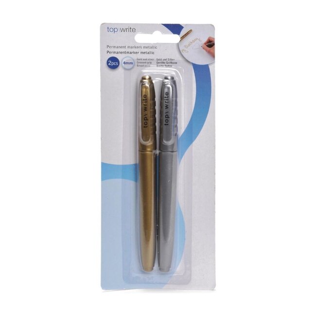 Lifetime Metallic markeerstiften - goud en zilver - 4 mm punt - set van 2