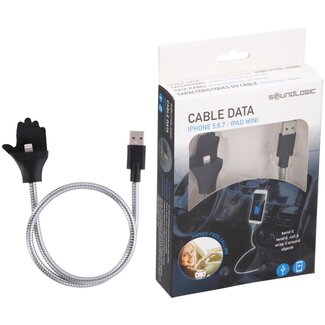 Soundlogic Oplaadkabel met Wikkelbeugel - Flexibel en Handsfree - 55 cm - Grijs/Zwart Soundlogic Oplaadkabel met Wikkelbeugel - Flexibel en Handsfree - 55 cm - Grijs/Zwart