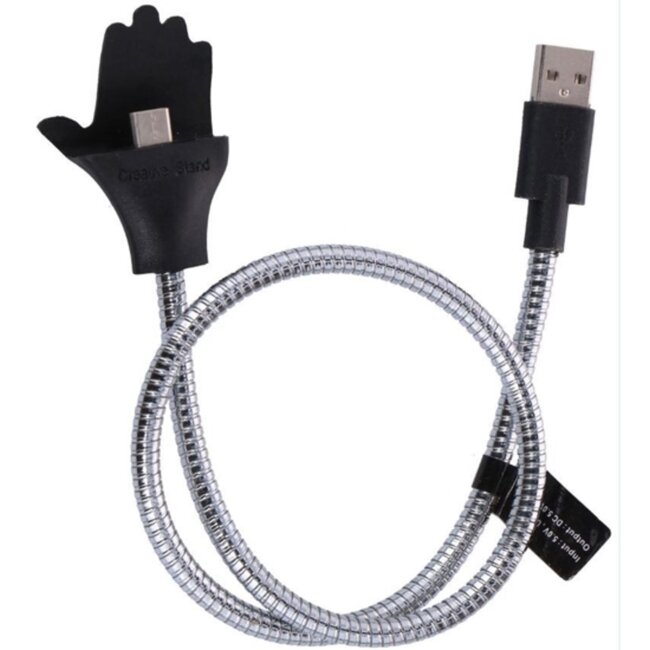 Soundlogic Wikkelbeugel Oplaadkabel USB Type C - Grijs/Zwart