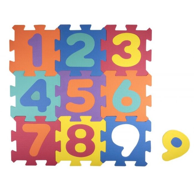 Lifetime Puzzel Vloertegels Foam 30 x 30 cm. met Gekleurde Cijfers - 18 Delig