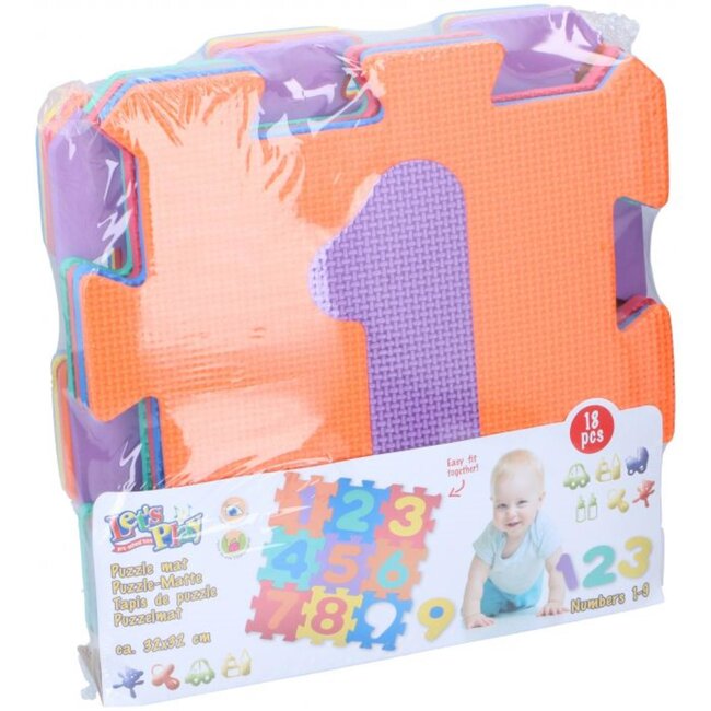 Lifetime Puzzelmat met cijfers - 18-delig - Zacht foam - 96x96 cm - Kleurrijk en veilig