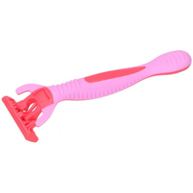 Merkloos Dames wegwerpscheermesjes - met lubricerende strip - 3 stuks - roze