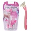 Merkloos Dames wegwerpscheermesjes - met lubricerende strip - 3 stuks - roze