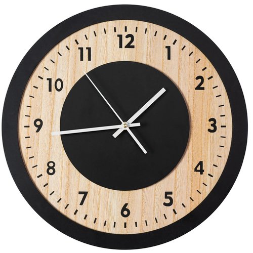 REA Houten Wandklok - Retro - Ø 40 cm - Mat Zwart REA Houten Wandklok - Retro - Ø 40 cm - Mat Zwart