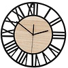 REA Metalen Wandklok - Retro - Ø 35 cm - Mat Zwart - Hout REA Metalen Wandklok - Retro - Ø 35 cm - Mat Zwart - Hout