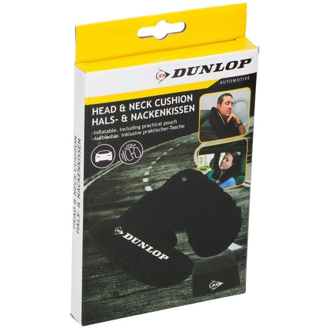Dunlop Opblaasbaar nekkussen - Compact en zacht - Inclusief etui - Zwart