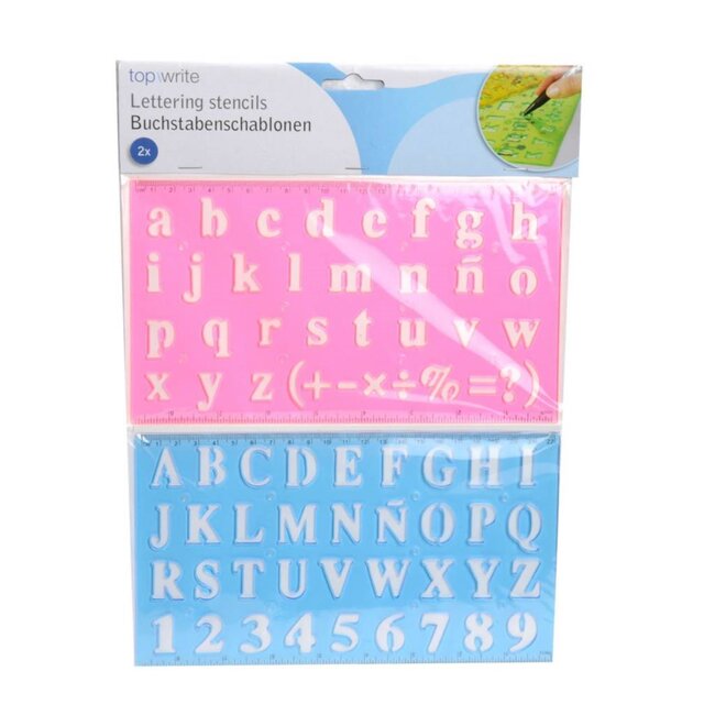 Lifetime Alfabet sjablonen - 2-delige set - 22,5 x 13 cm - Diverse kleuren