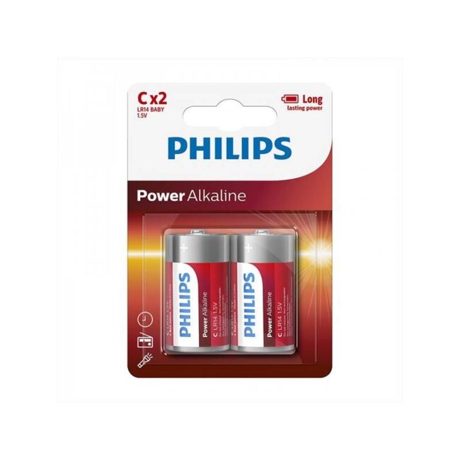 Philips Power Alkaline batterijen C 2 stuks in blister