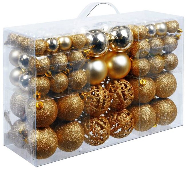 Lifetime Kerstballen set - 100 ballen - Plastic / Kunststof | Goud