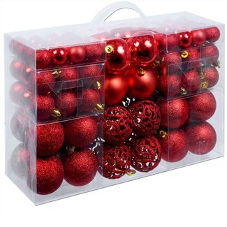Lifetime Kerstballen set - 100 ballen - Plastic / Kunststof | Rood