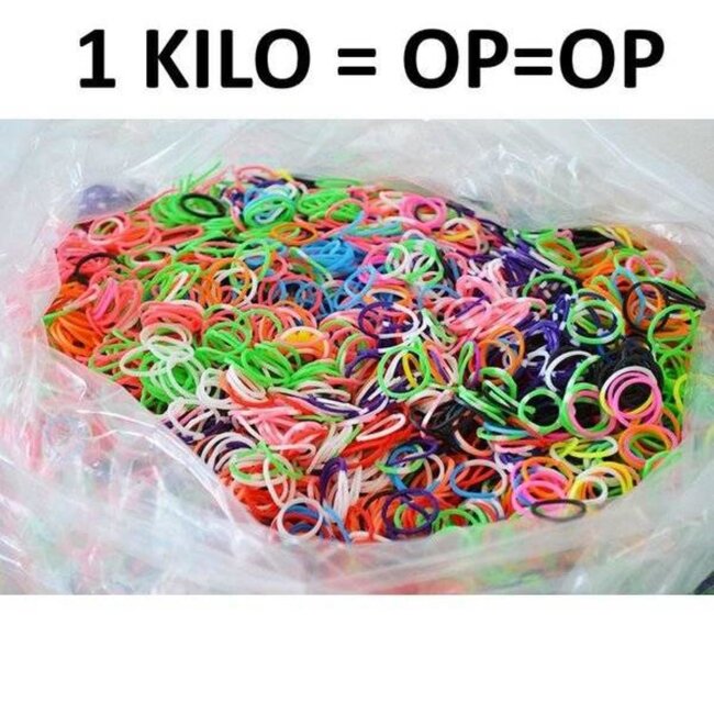 Lifetime Kleurrijke loom elastiekjes - 1 kilo - inclusief loombord - creatief knutselplezier