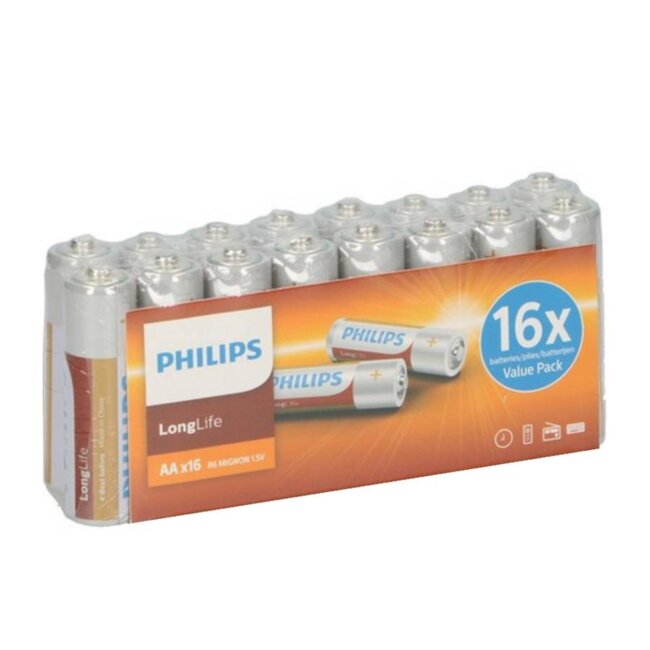 Philips Longlife AA Batterijen / Penlite (16 stuks)