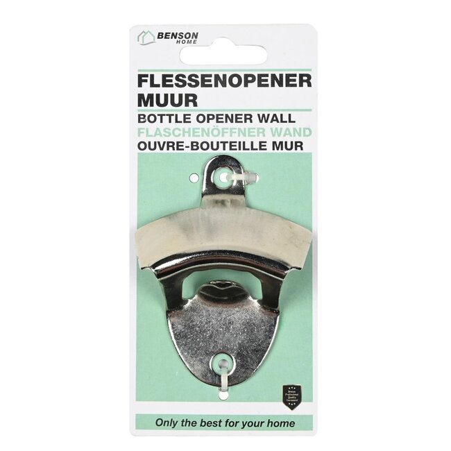 Benson Flesopener voor aan de muur - zilver - 8.5 x 5.5 cm