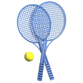 Benson Tennis set - plastic rackets - soft bal - 3-delig - blauw/geel - 2 personen