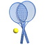 Benson Tennis set - plastic rackets - soft bal - 3-delig - blauw/geel - 2 personen
