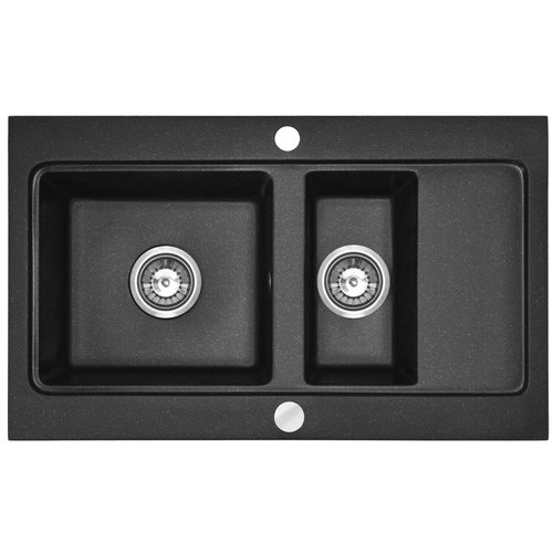 REA Fox Dubbele Keukenspoelbak - Graniet - 46.5 x 78 x 19 cm - Metallic REA Fox Dubbele Keukenspoelbak - Graniet - 46.5 x 78 x 19 cm - Metallic